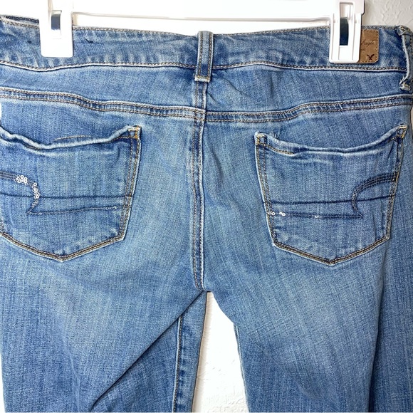 American Eagle Y2K Skinny Kick Distressed Jeans | Size 6 Long Denim - Picture 8 of 13